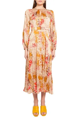 Floral pattern flared long dress