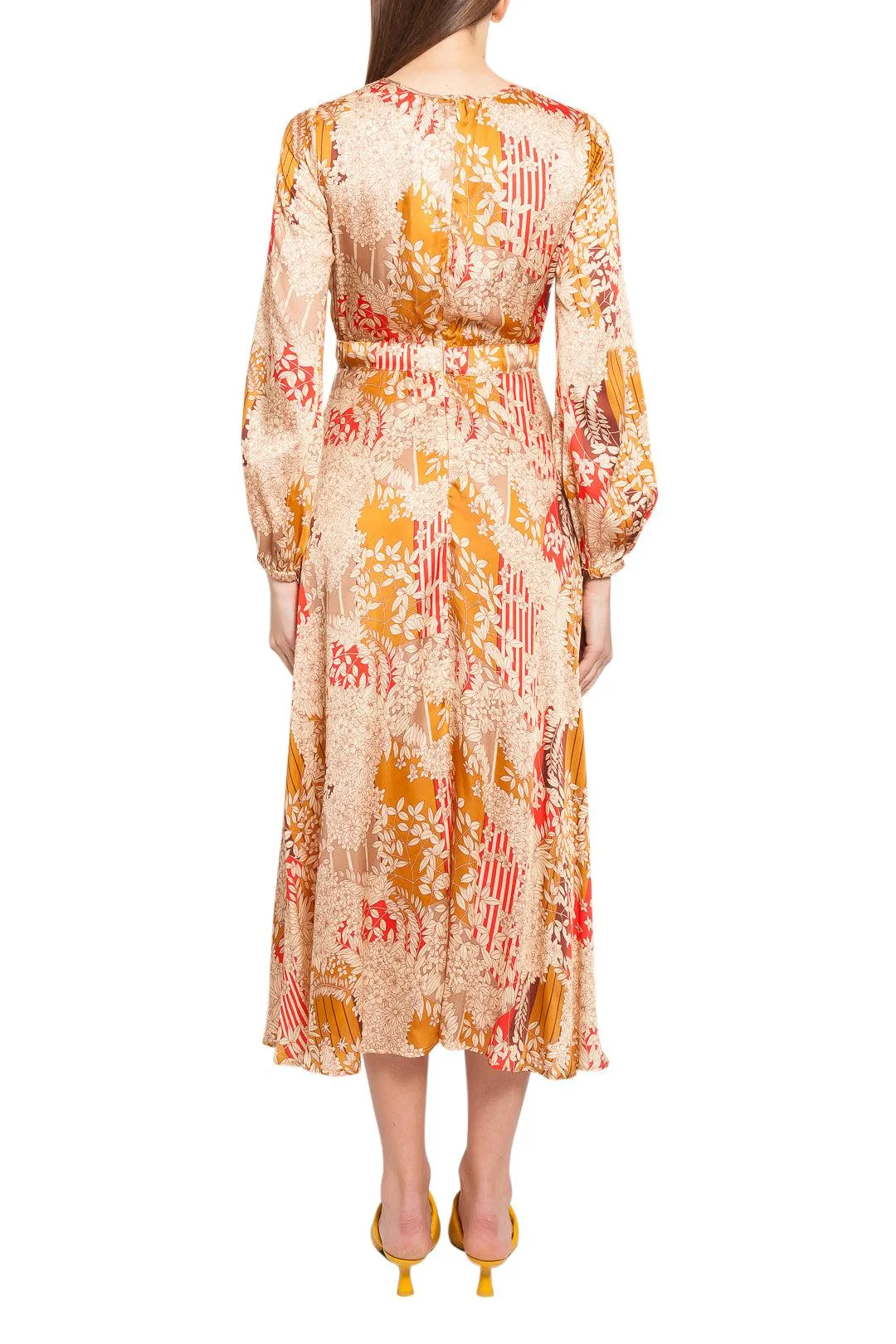 Floral pattern flared long dress