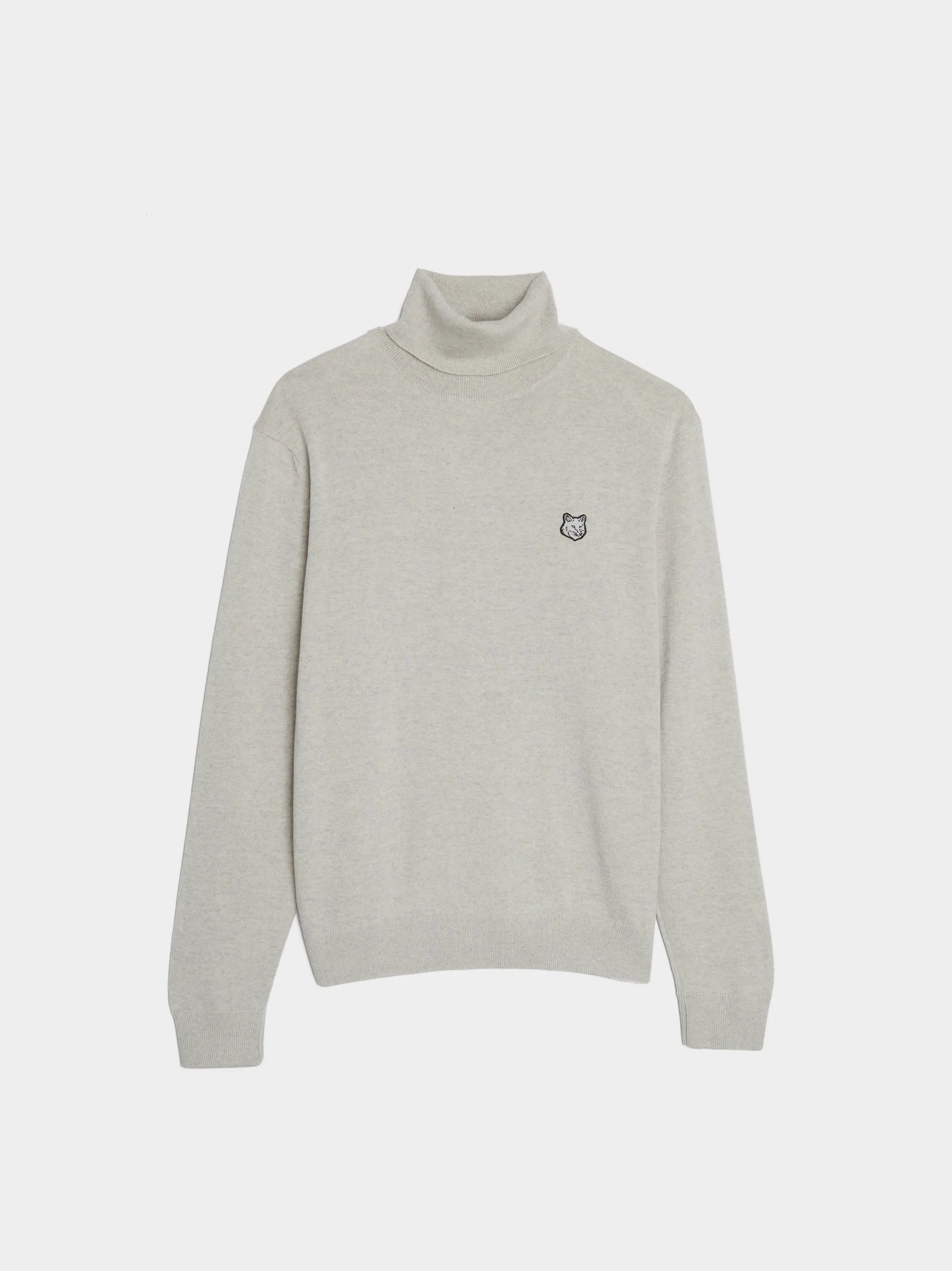 Fox Head Patch Regular Turtleneck, Light Grey Melange