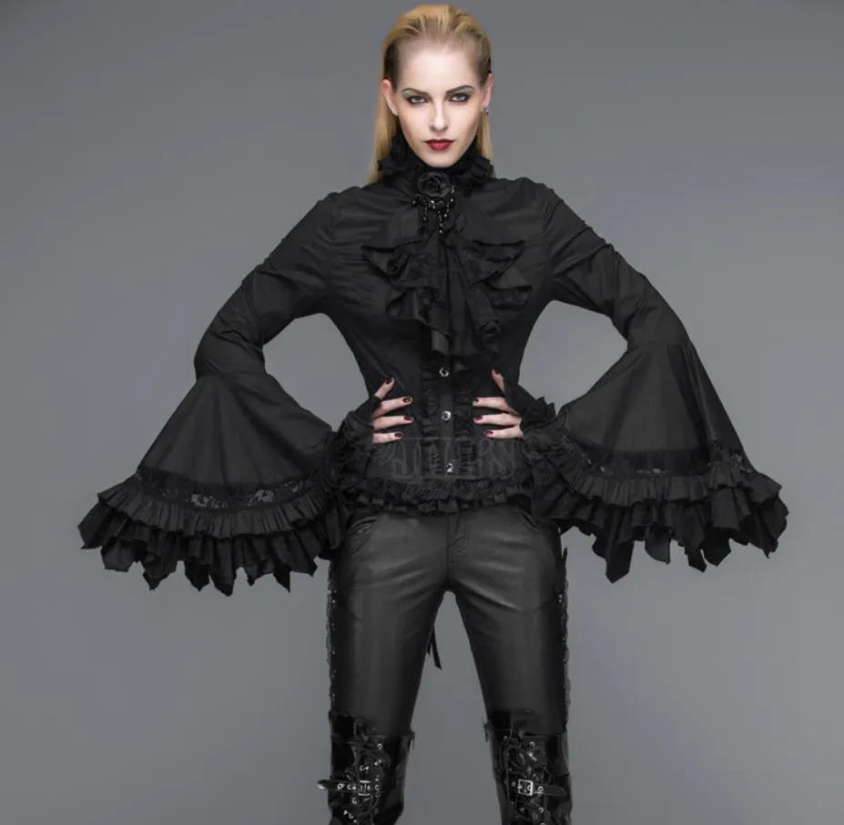 Gothic Baroque Long-Sleeved Shirt - Trumpet Sleeves