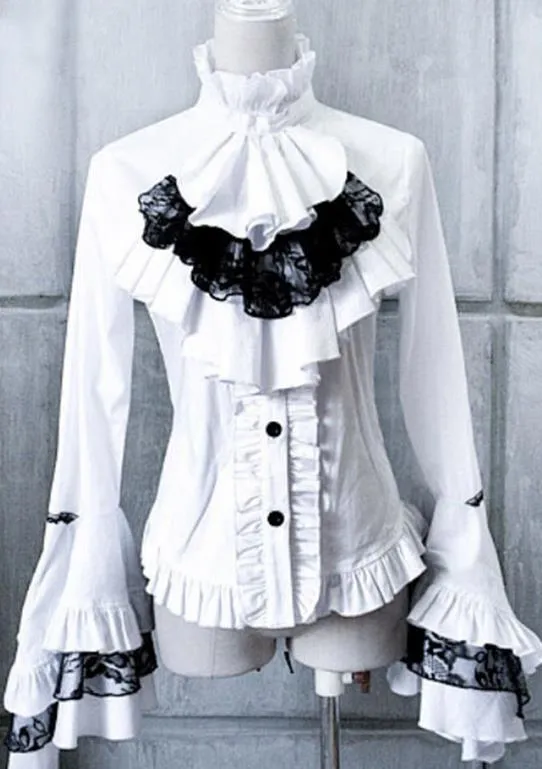 Gothic Baroque Long-Sleeved Shirt - Trumpet Sleeves