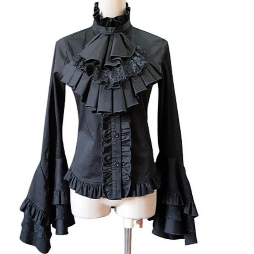 Gothic Baroque Long-Sleeved Shirt - Trumpet Sleeves