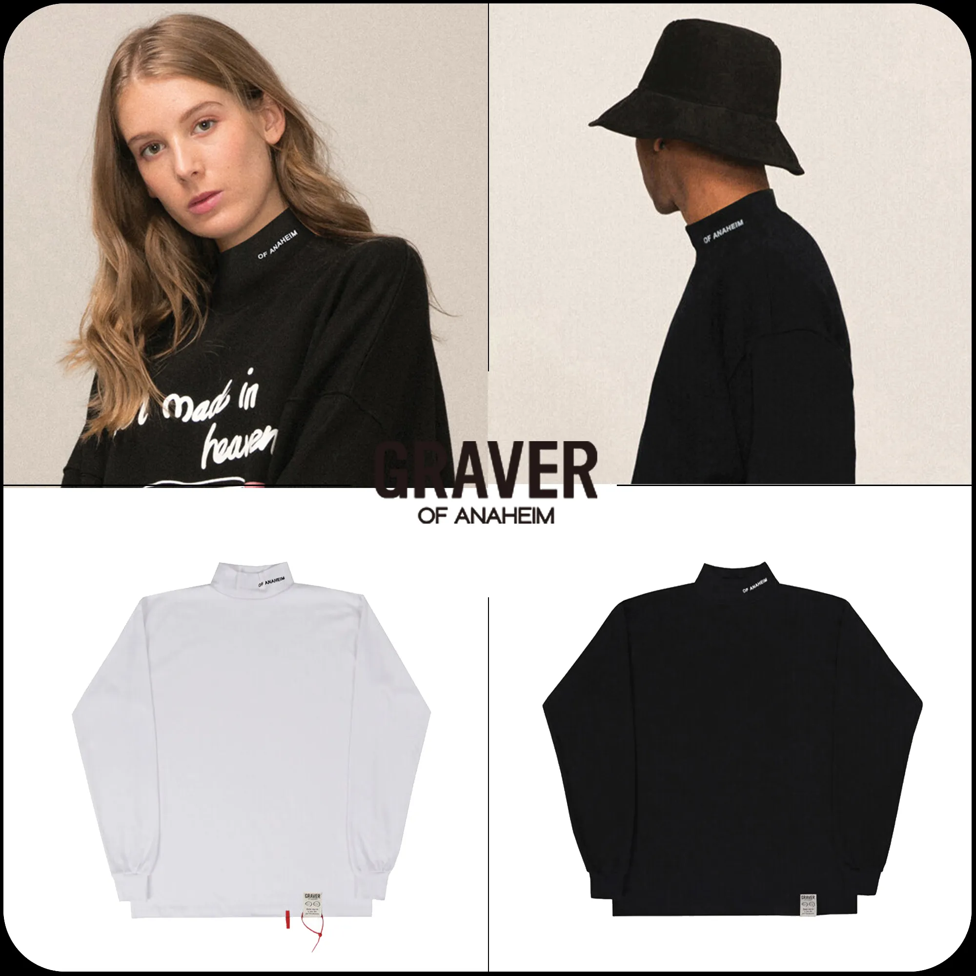 GRAVER  |[GRAVER]★SMALL PRINTING HALF TURTLENECK SWEATSHIRT