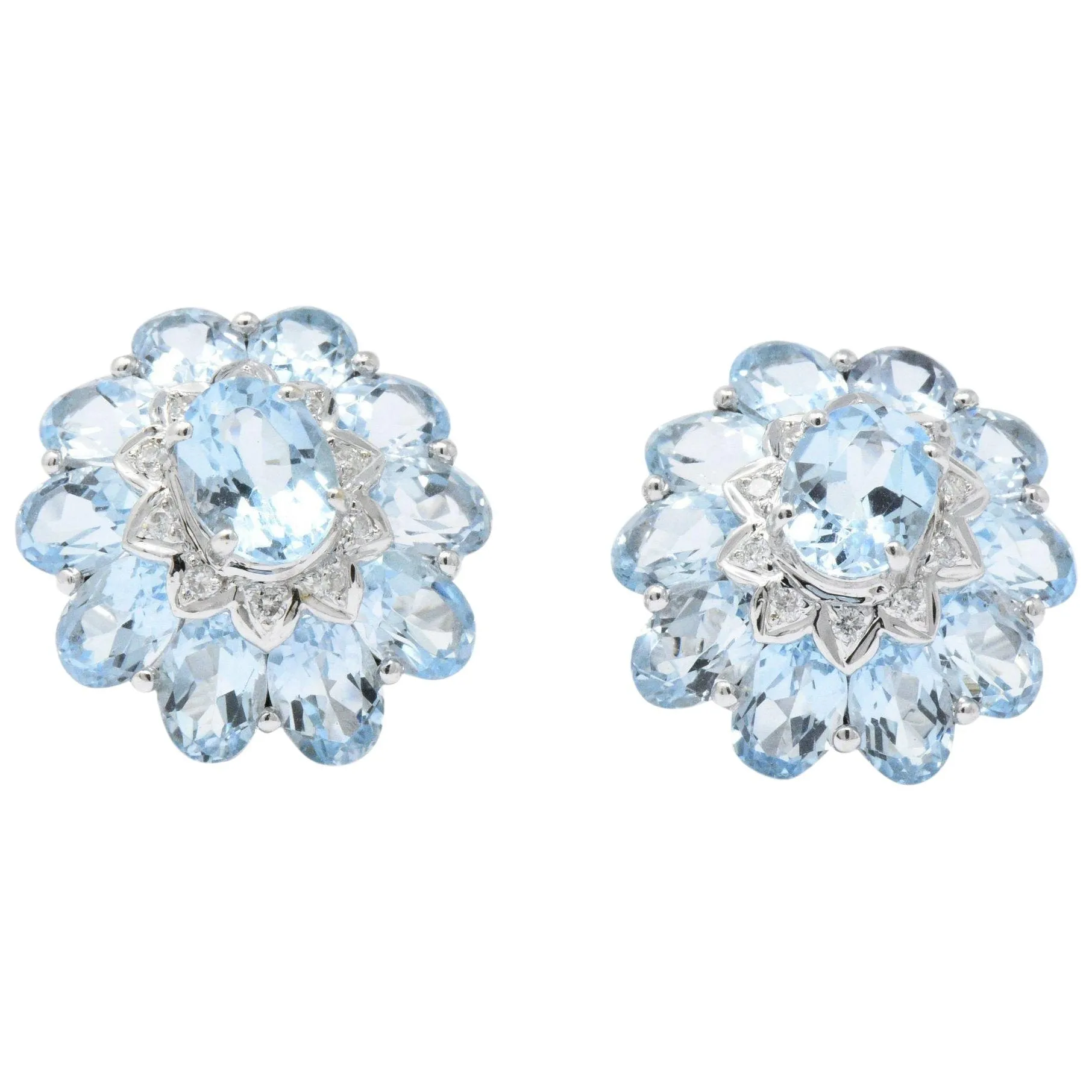 Gumps Contemporary Blue Topaz Diamond 18 Karat White Gold Earrings