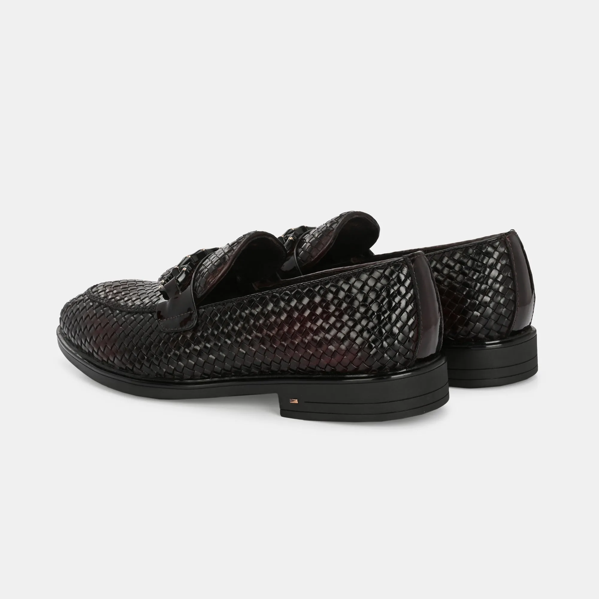 Hand-Woven Buckled Loafers by Lafattio