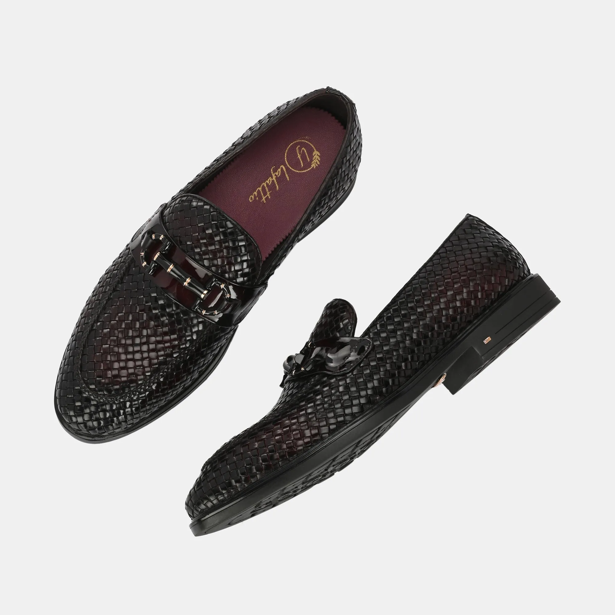 Hand-Woven Buckled Loafers by Lafattio