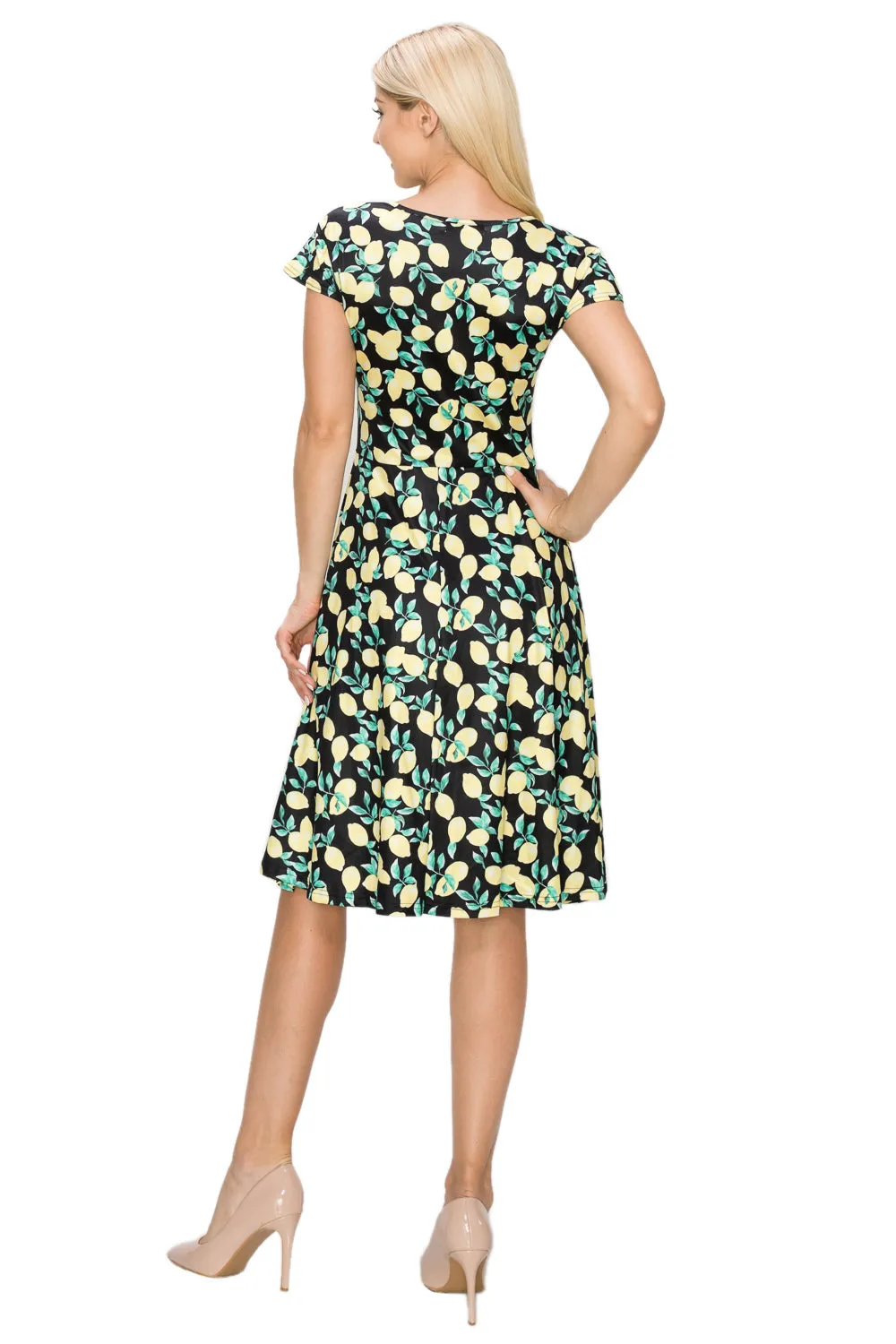 Haute Edition Women's Print V-Neck Skater Dress