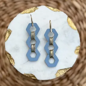 Hex Stacks - Coastal Blue - Acrylic Earrings