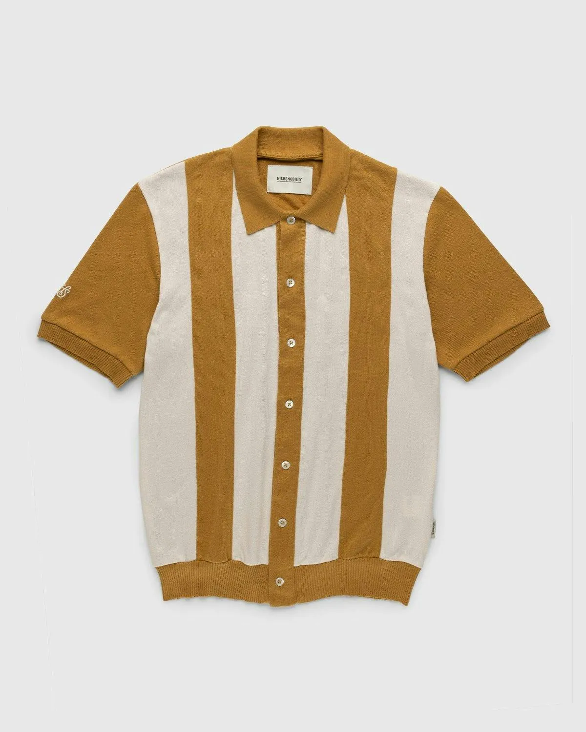 Highsnobiety – Knit Bowling Shirt Beige Brown | Highsnobiety Shop