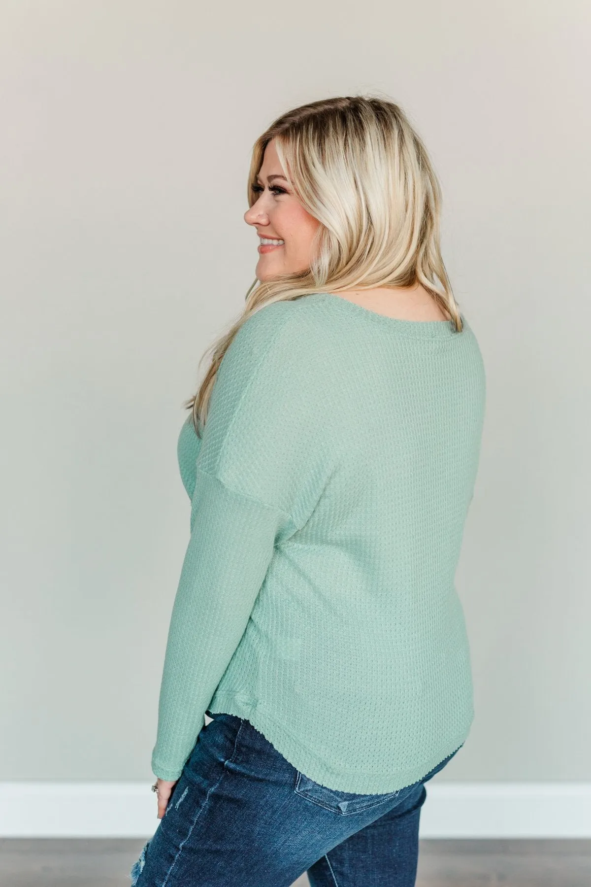 Hope Filled Days Waffle Knit Top- Mint