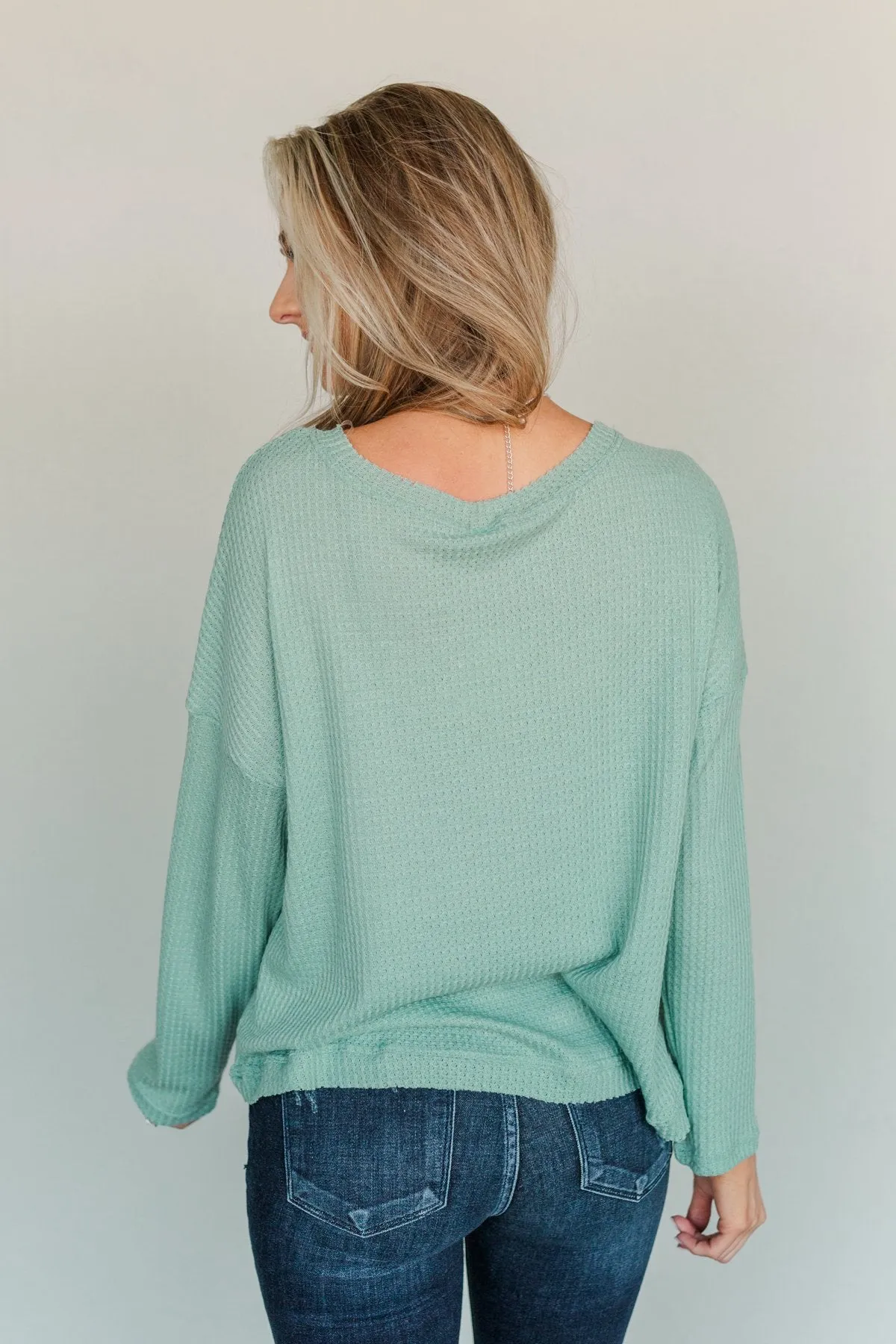 Hope Filled Days Waffle Knit Top- Mint