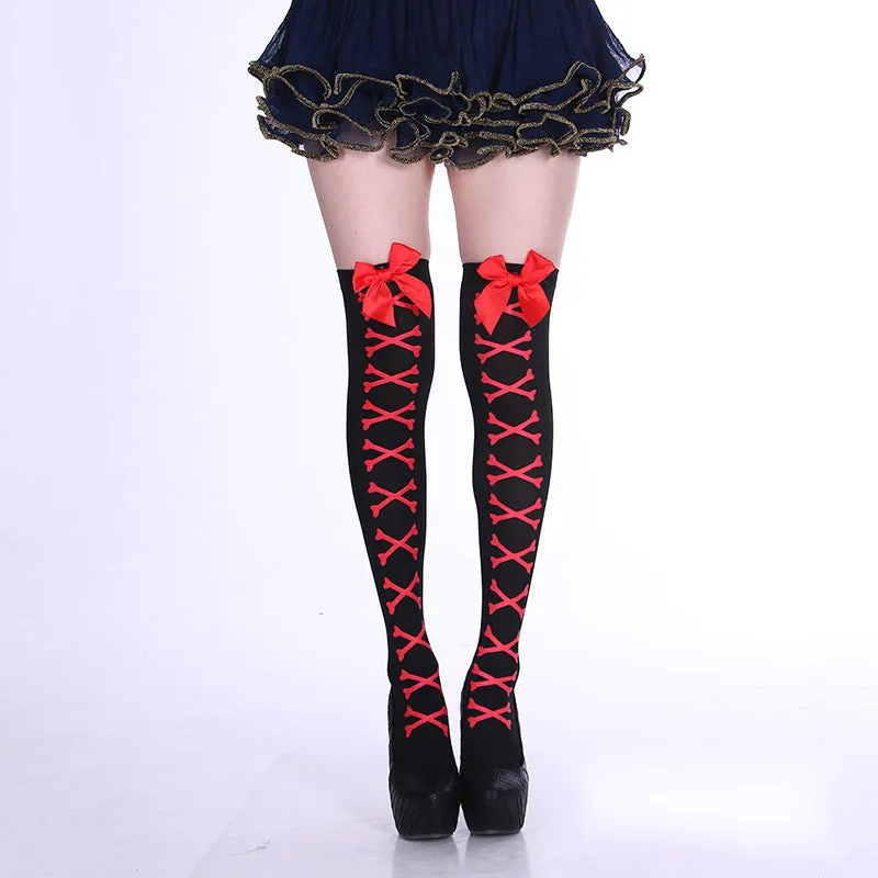 INS PUNK BOW SOFTGIRL Y2K KNEE SOCKS BY90194