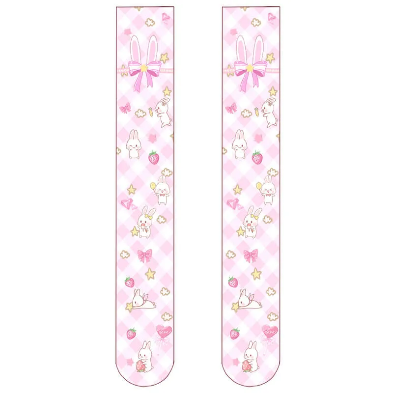 JAPANESE LOLITA BUNNY PRINT KNEE SOCKS BY64029