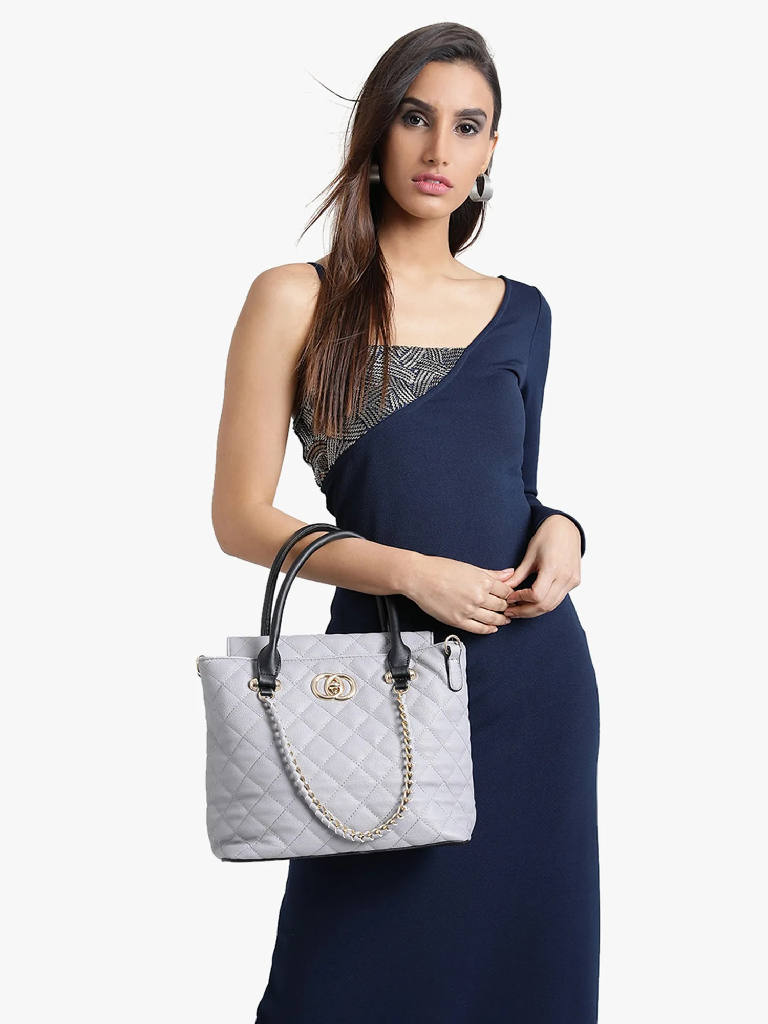 Kazo Grey Solid Handbag