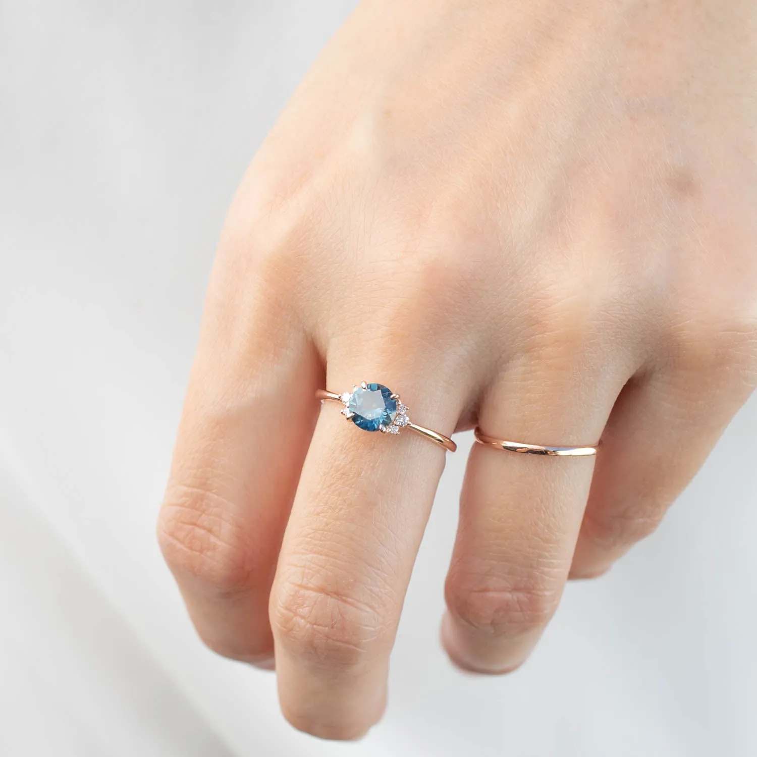 Lena Ring -1.15ct Teal Blue Montana Sapphire, 14k Rose Gold (One of a kind)