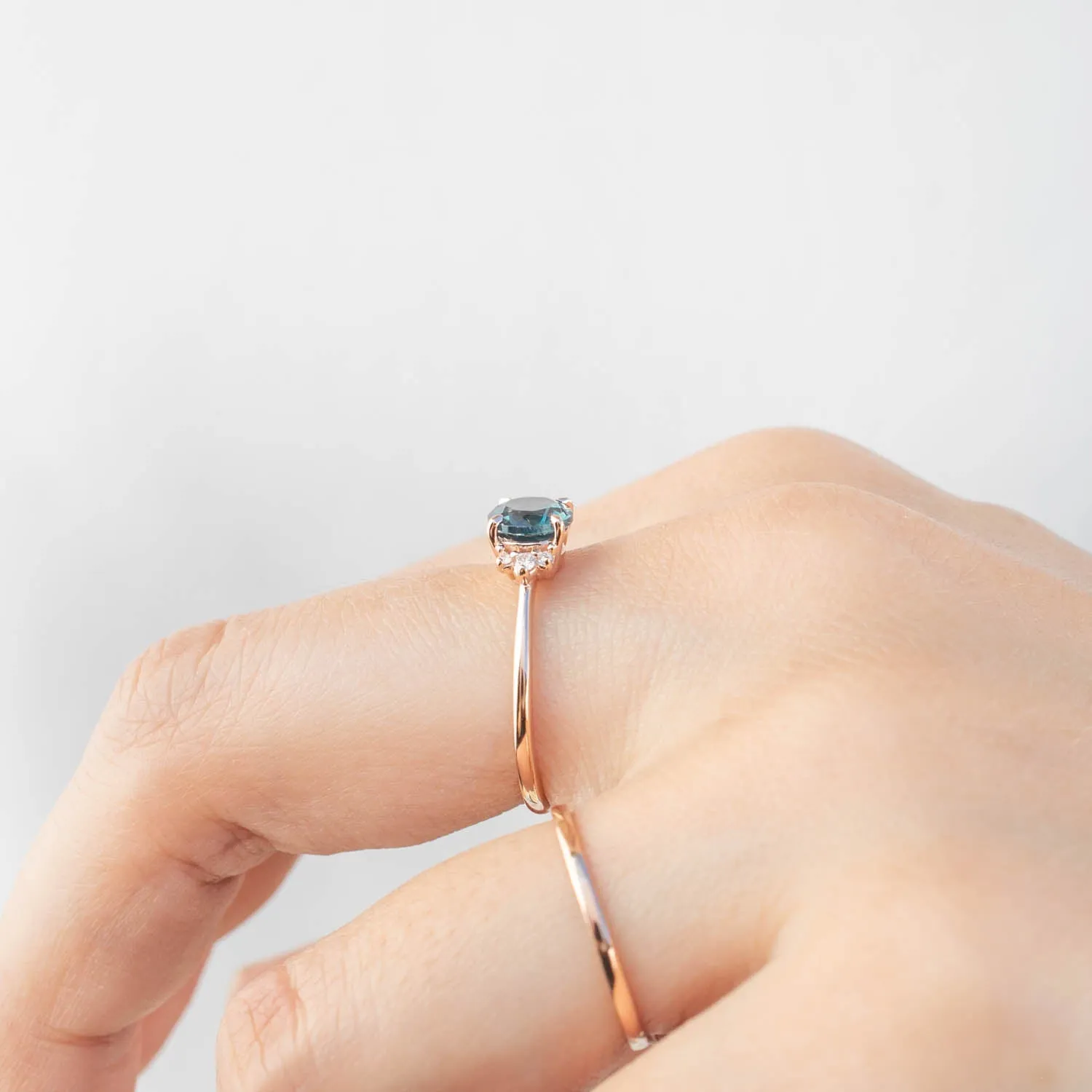 Lena Ring -1.15ct Teal Blue Montana Sapphire, 14k Rose Gold (One of a kind)