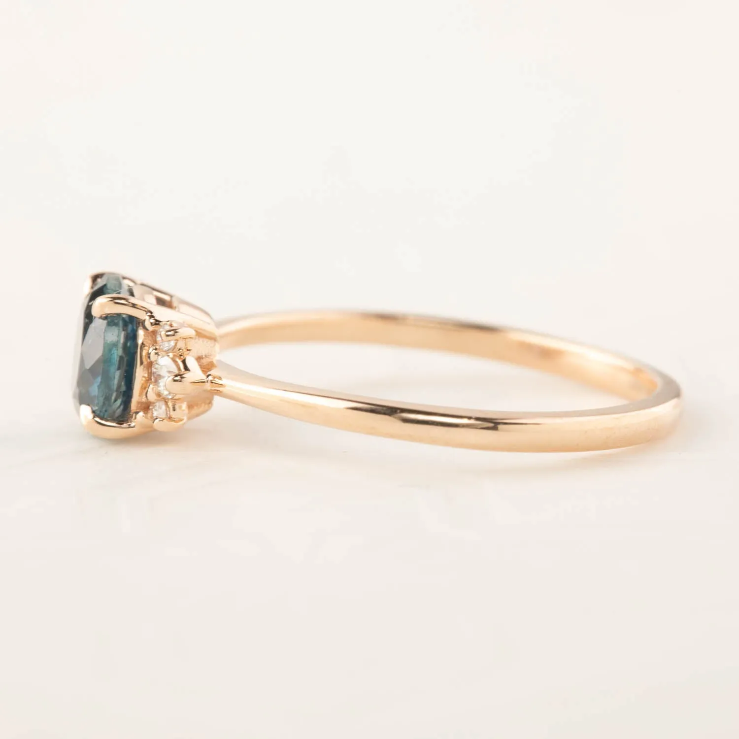 Lena Ring -1.15ct Teal Blue Montana Sapphire, 14k Rose Gold (One of a kind)