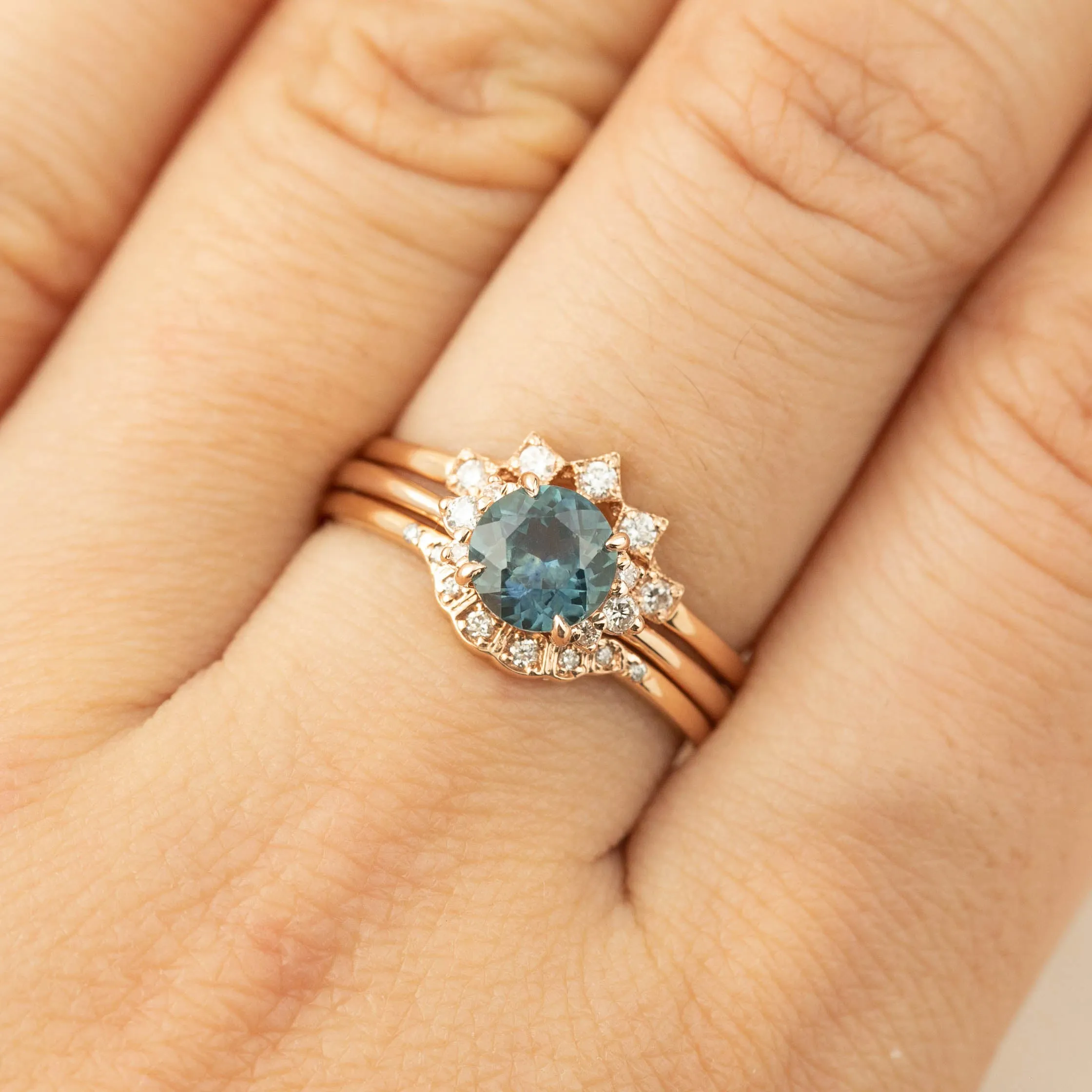 Lena Ring -1.15ct Teal Blue Montana Sapphire, 14k Rose Gold (One of a kind)