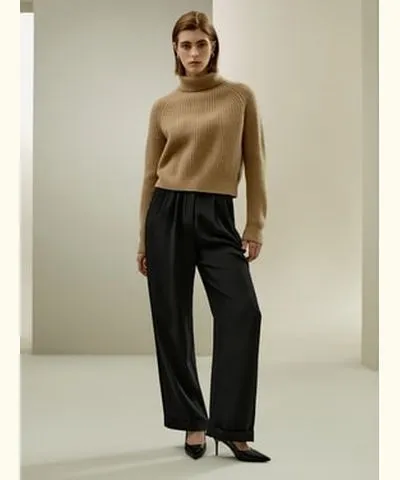 Lilysilk Cashmere textured turtleneck sweater