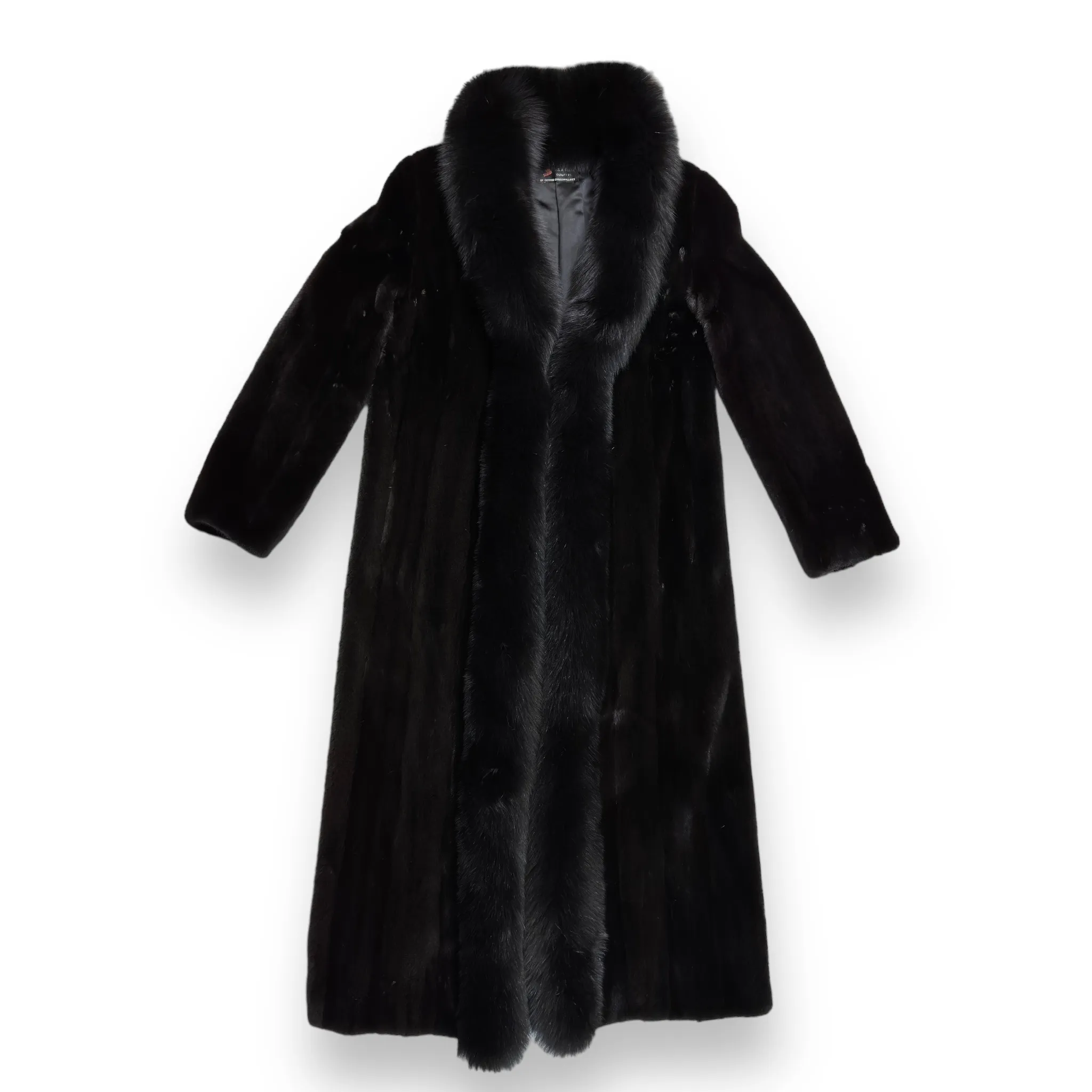 Long Mink Coat with Fox Collar and Lining - Daniel's Leather