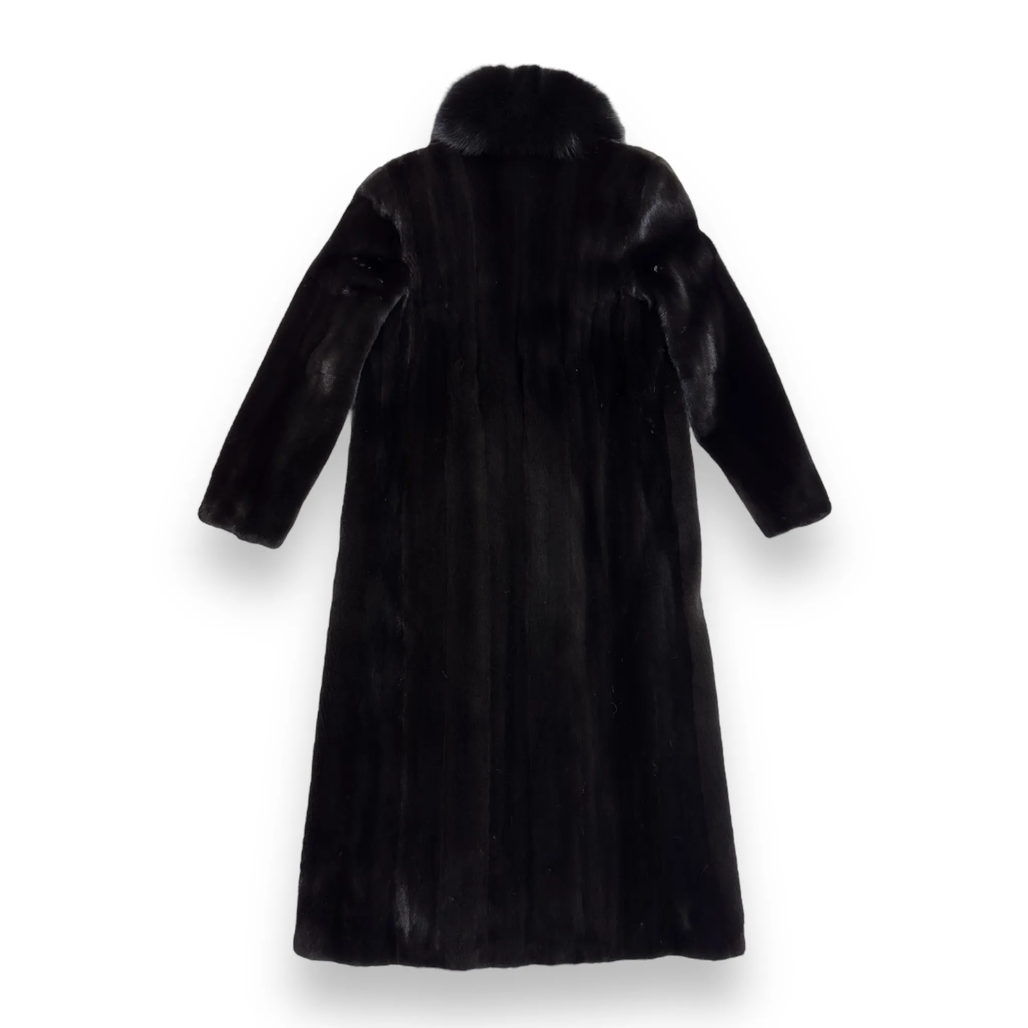 Long Mink Coat with Fox Collar and Lining - Daniel's Leather