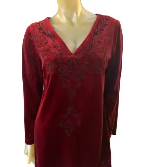 Long sleeve Damask pattern V-neck top