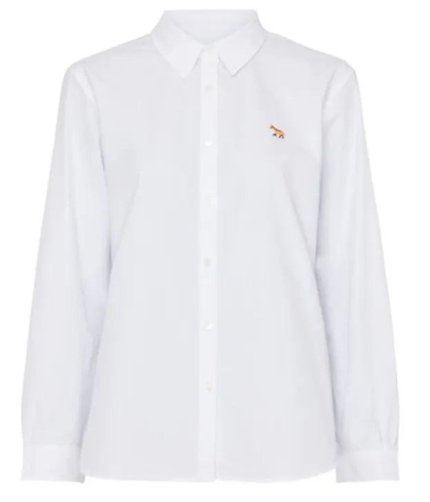 MAISON KITSUNE  |Long Sleeves Plain Cotton Logo Shirts & Blouses