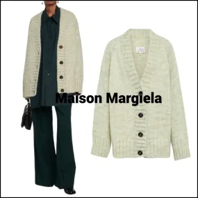 Maison Margiela  |Casual Style Wool Long Sleeves Cotton Oversized Cardigans