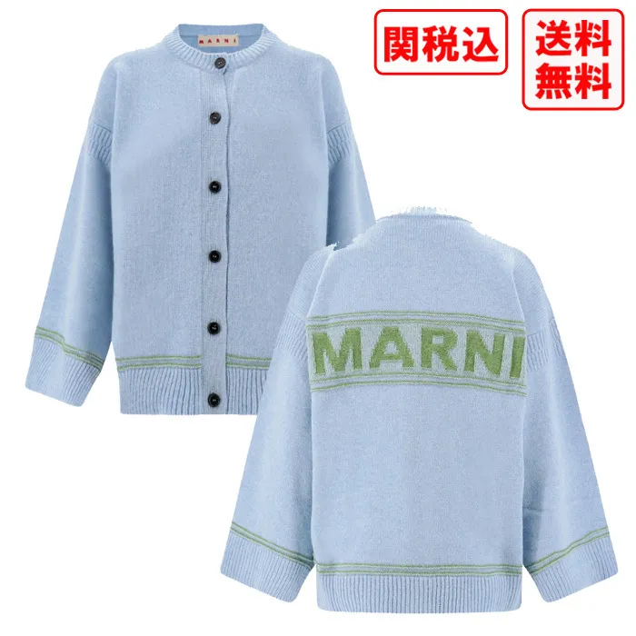 MARNI  |Wool Street Style Long Sleeves Logo Cardigans