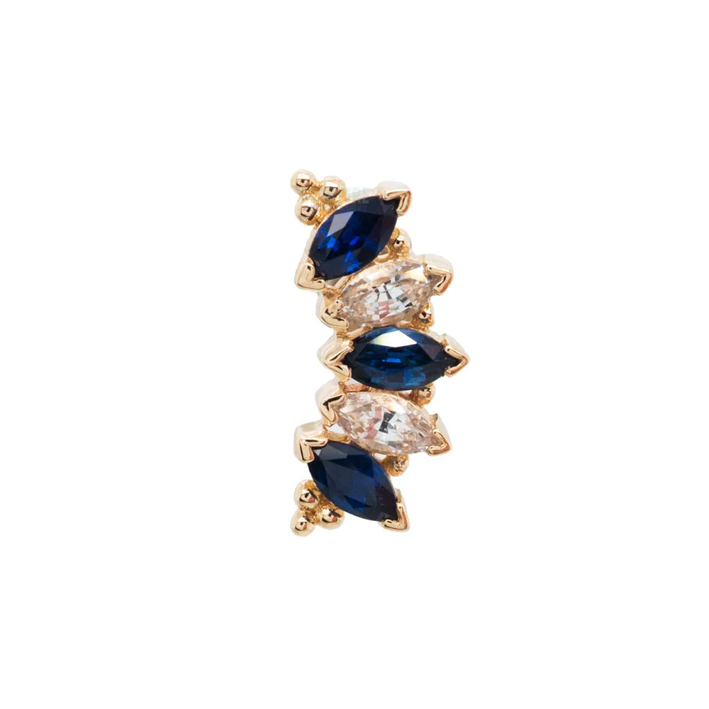 Marquise Panaraya Threaded End in Gold with Blue Sapphires & White Sapphires