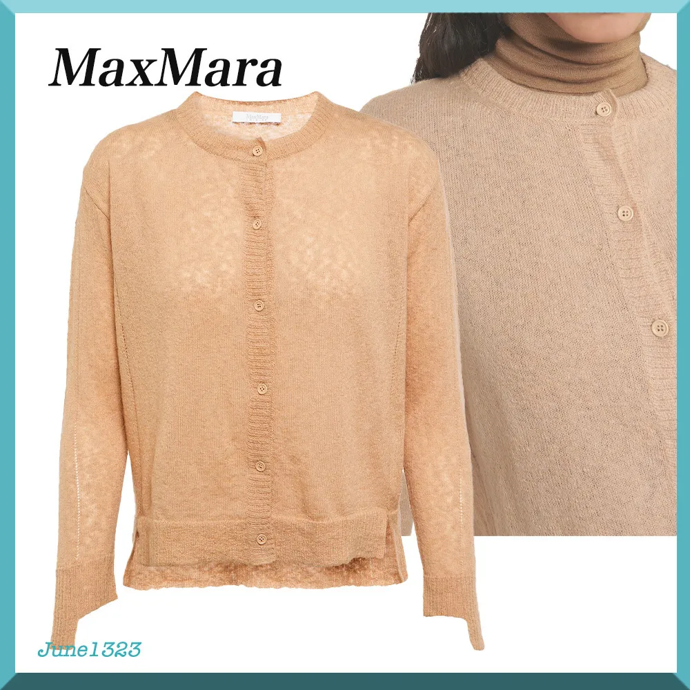 MaxMara  |Casual Style Long Sleeves Plain Cotton Elegant Style