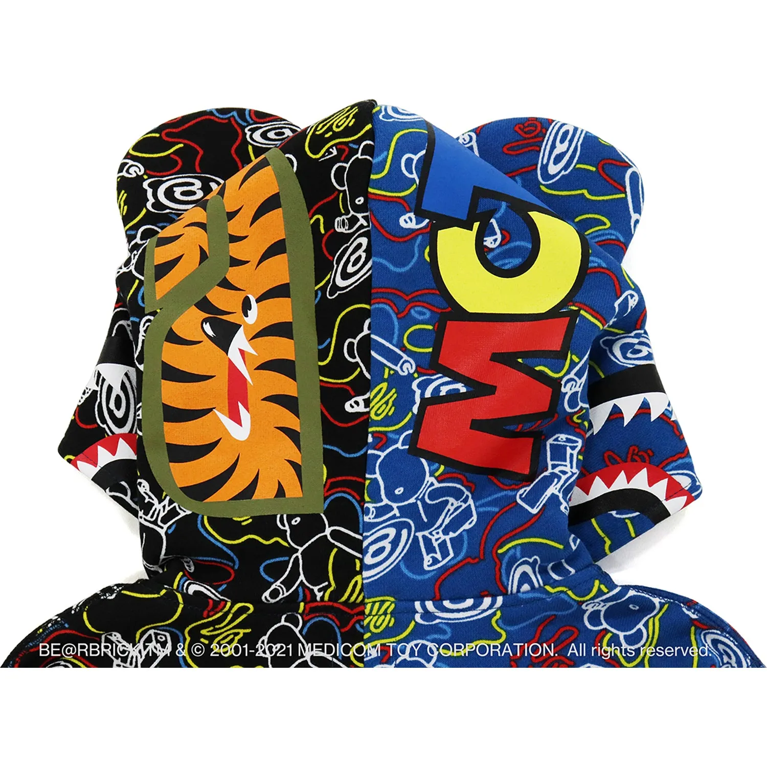 MEDICOM TOY CAMO BE@R SHARK HALF ZIP HOODIE KIDS