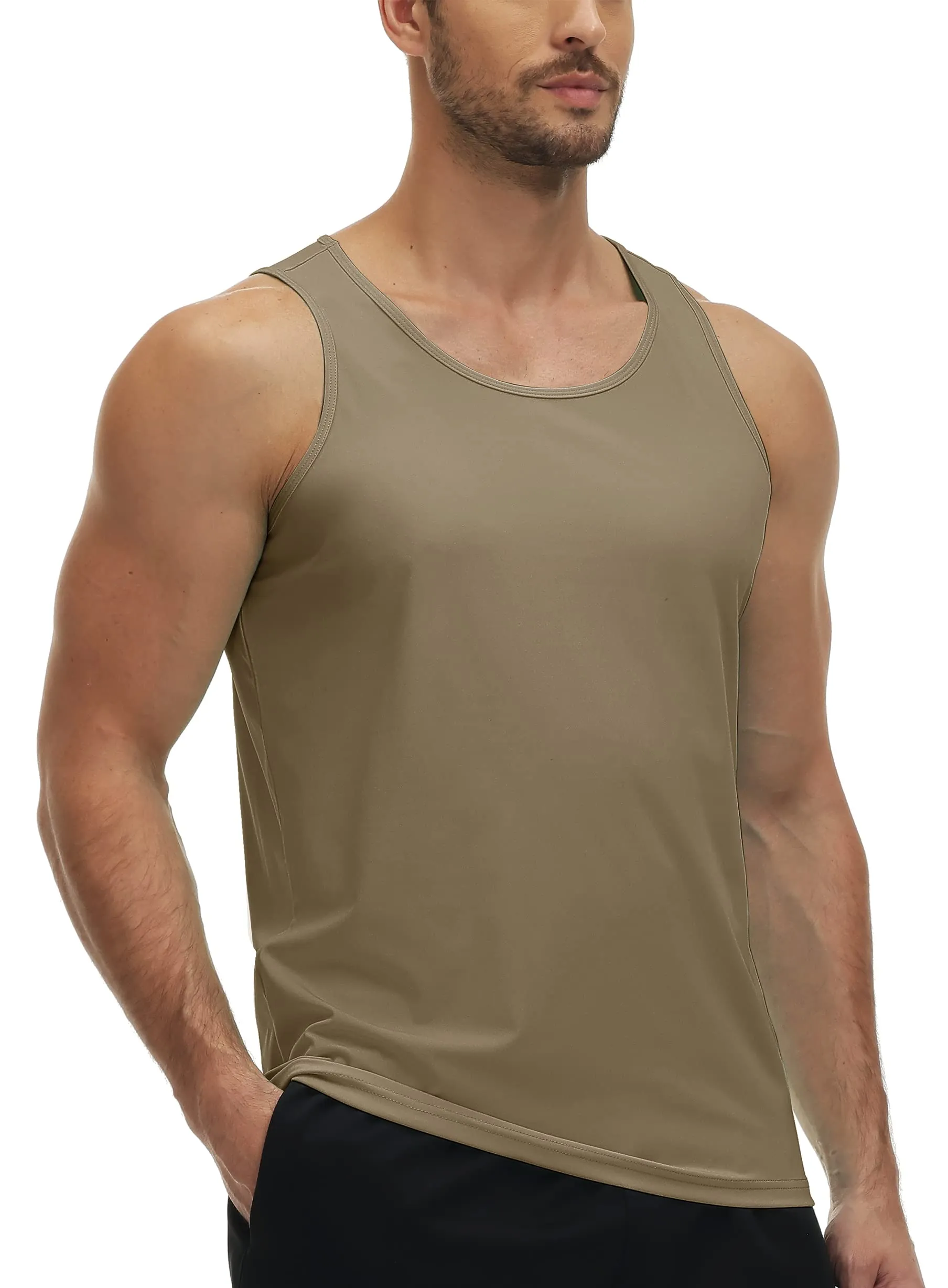 Mens Tank Tops UPF50+ Tank Top Quick Dry Sleeveless T-shirts Mens Summer Gym Fitness Running Tee Sports Vest Swim Trainning tshi