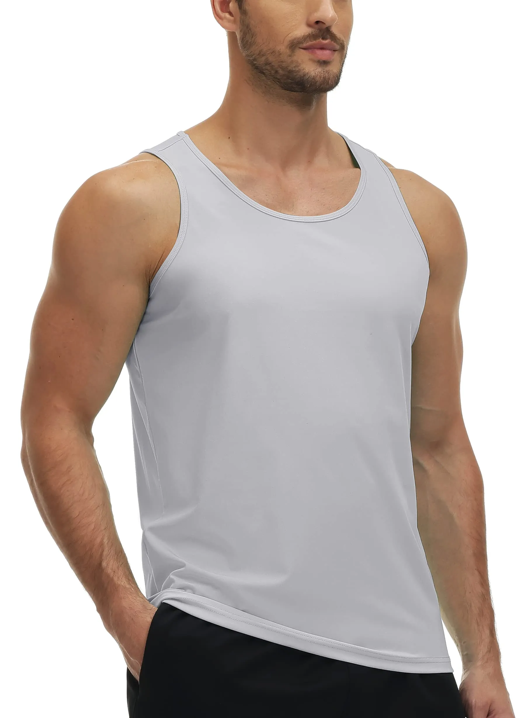 Mens Tank Tops UPF50+ Tank Top Quick Dry Sleeveless T-shirts Mens Summer Gym Fitness Running Tee Sports Vest Swim Trainning tshi