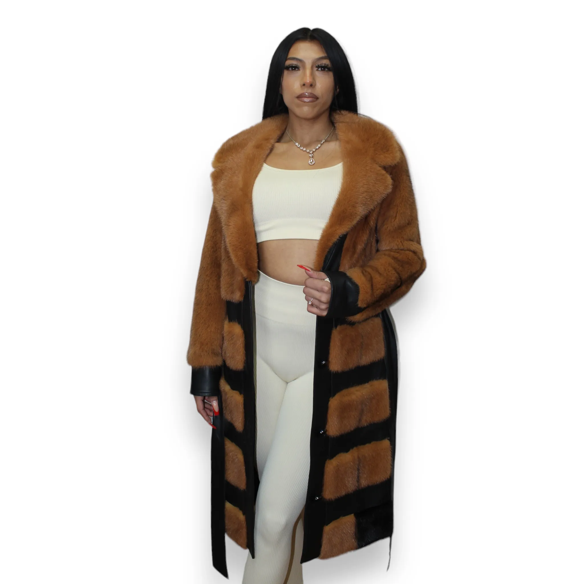 Mink Coat with Leather Trim - Daniel's Leather