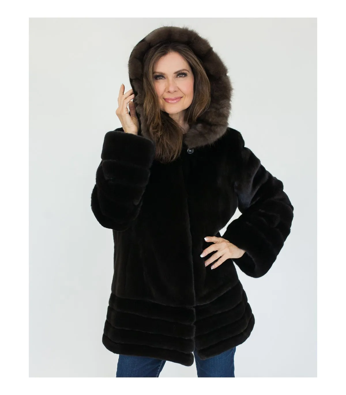 Mink Coat with Sable Fur Hood at FurSource.com