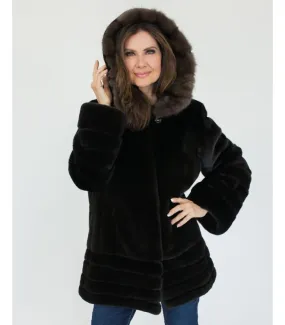 Mink Coat with Sable Fur Hood at FurSource.com