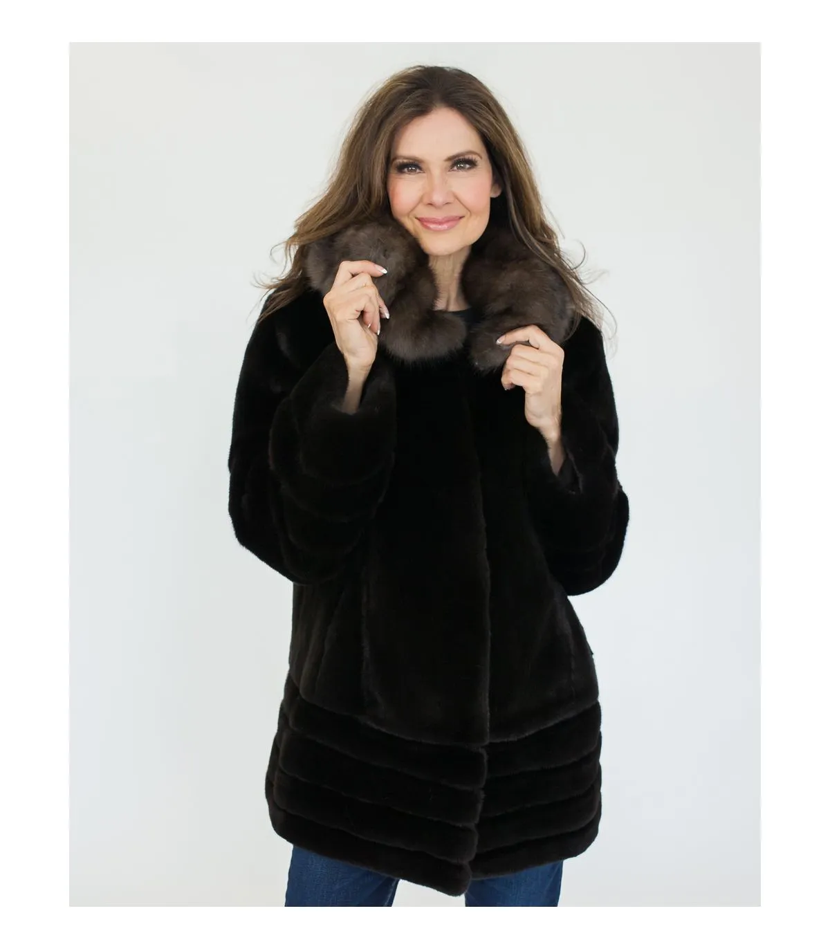 Mink Coat with Sable Fur Hood at FurSource.com