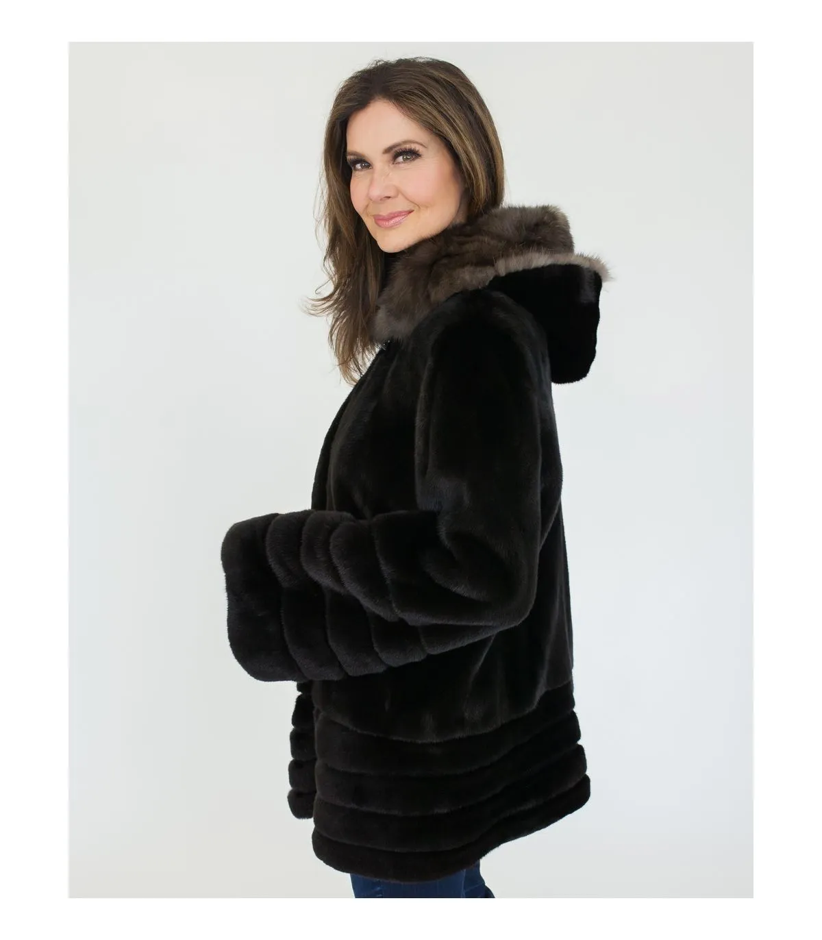 Mink Coat with Sable Fur Hood at FurSource.com