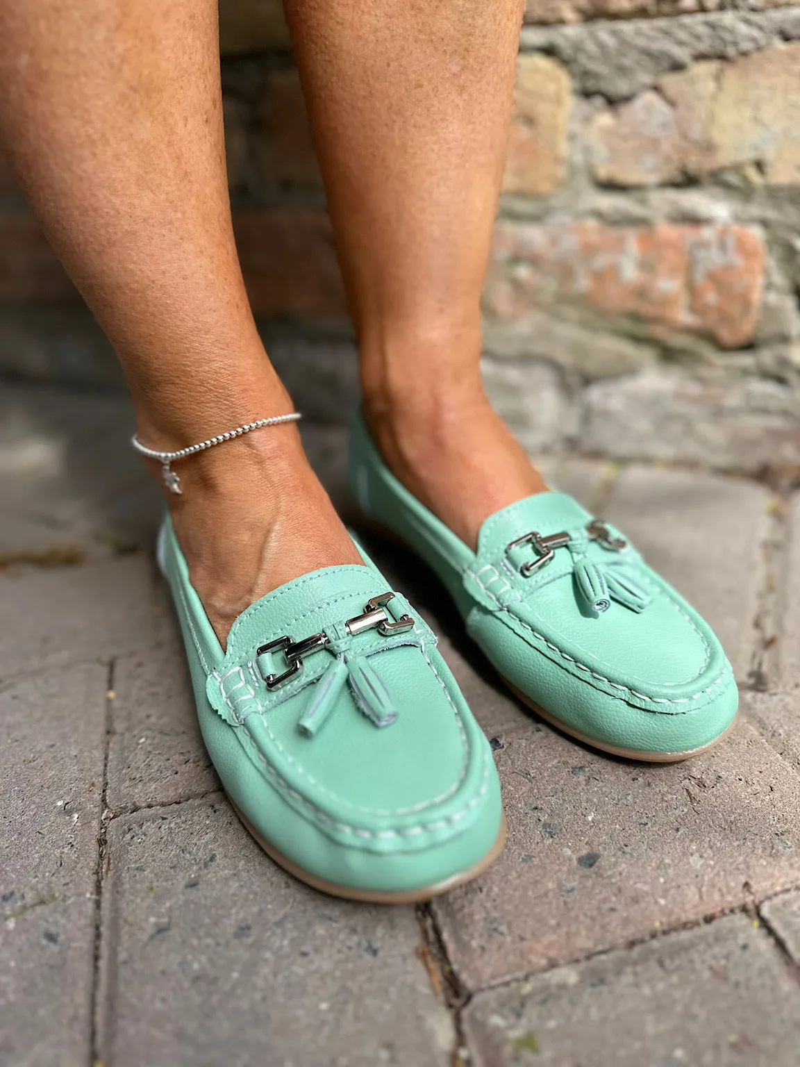 Mint Leather Tassel Loafer