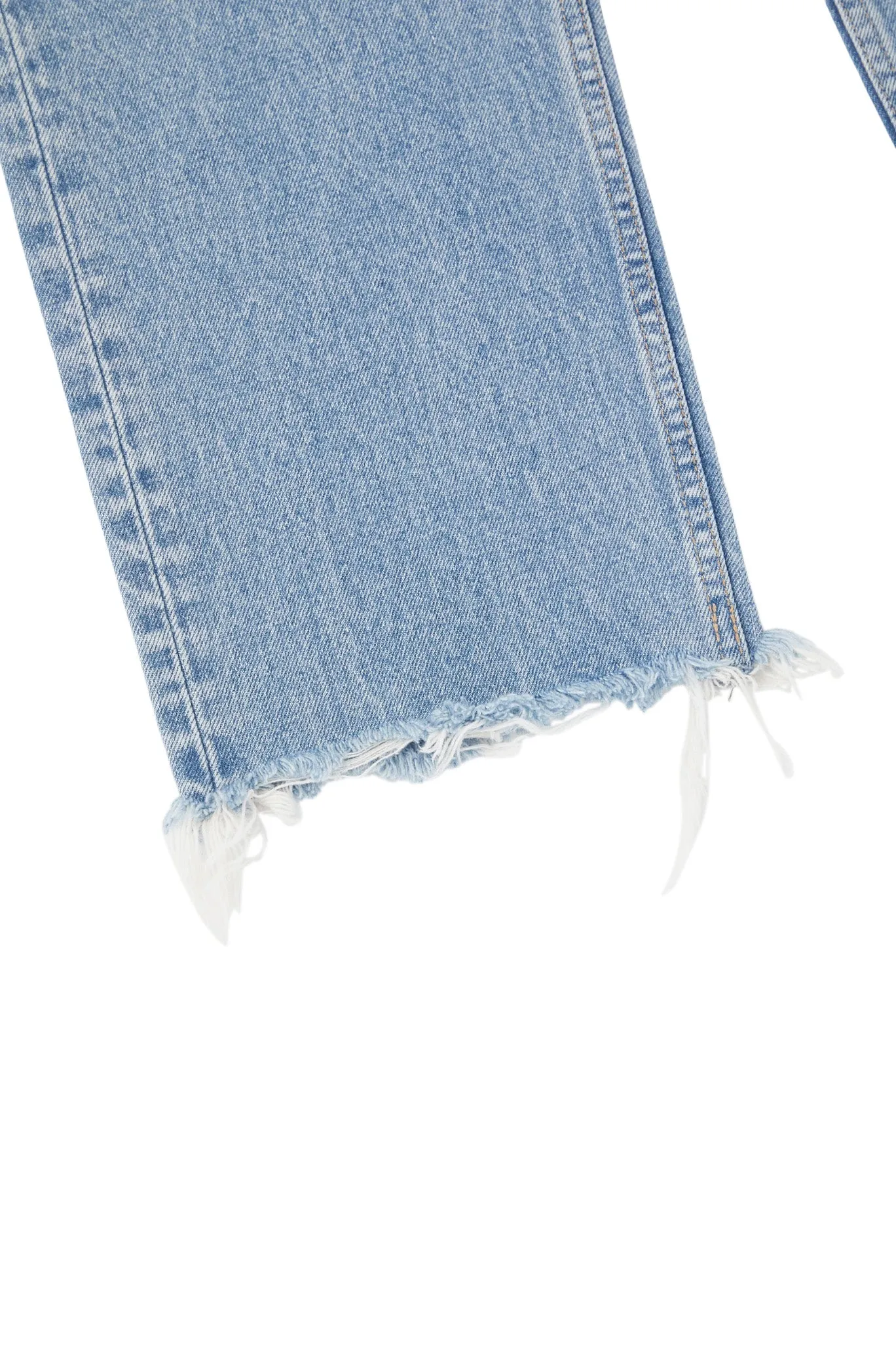 Moussy Denim Brighton Wide Straight Jeans in Light Blue