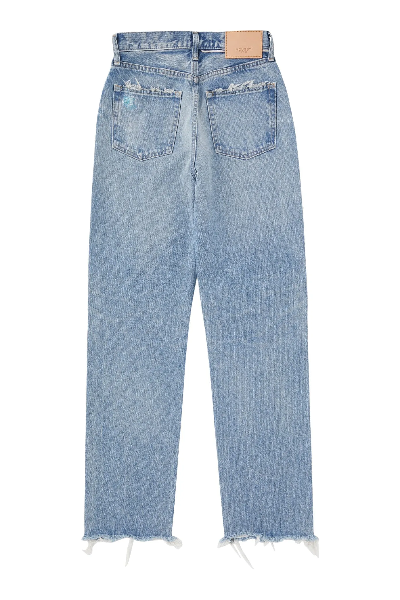 Moussy Denim Brighton Wide Straight Jeans in Light Blue