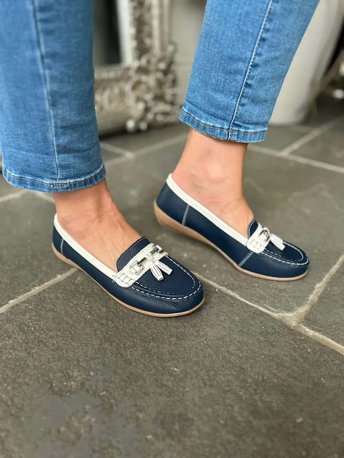 Navy Nautical Leather Tassel Loafer