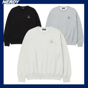 NERDY  |Unisex Street Style Long Sleeves Logo Sweatshirts