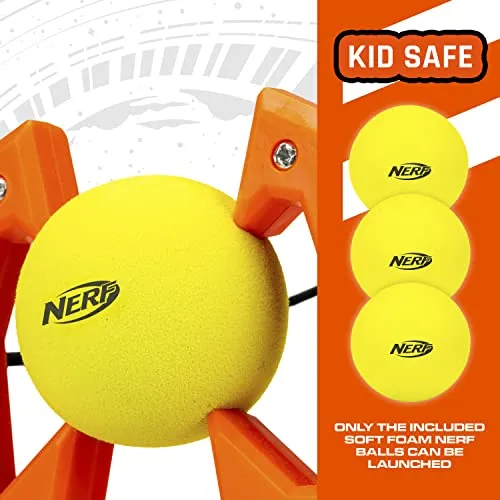 NERF Slingshot Challenge - Kids Slingshot Bowling Game Set - Toy Slingshot Target Game for Kids - Foam Ball Slingshot + NERF Bal