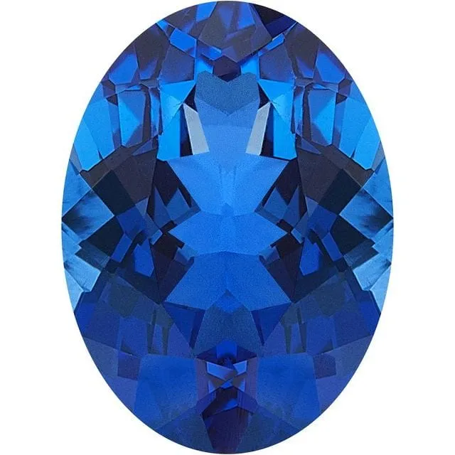 Oval Cut Lab Created Blue Sapphire Gemstone