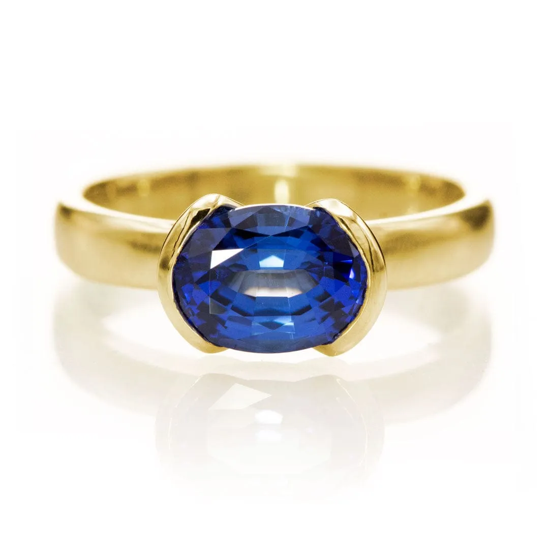 Oval Cut Lab Created Blue Sapphire Gemstone