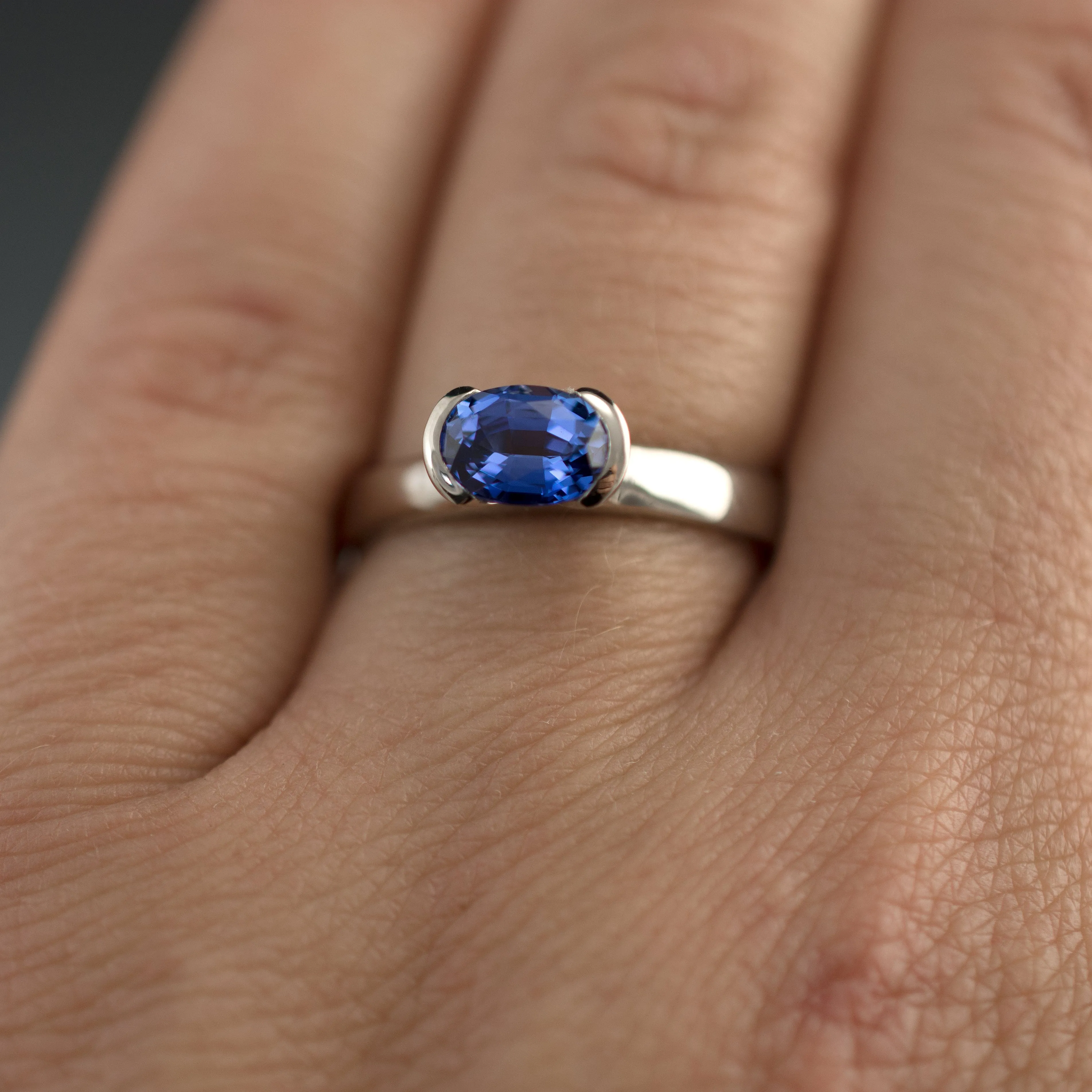 Oval Cut Lab Created Blue Sapphire Gemstone