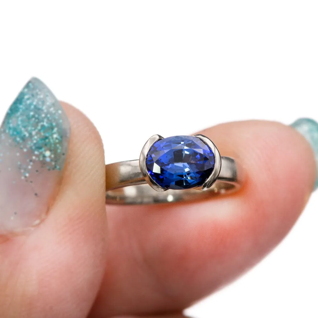 Oval Cut Lab Created Blue Sapphire Gemstone