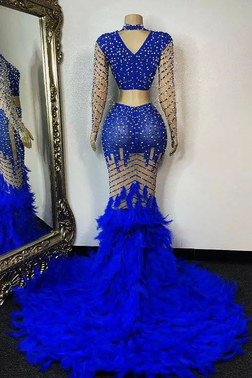 Peacock Blue Feather Set